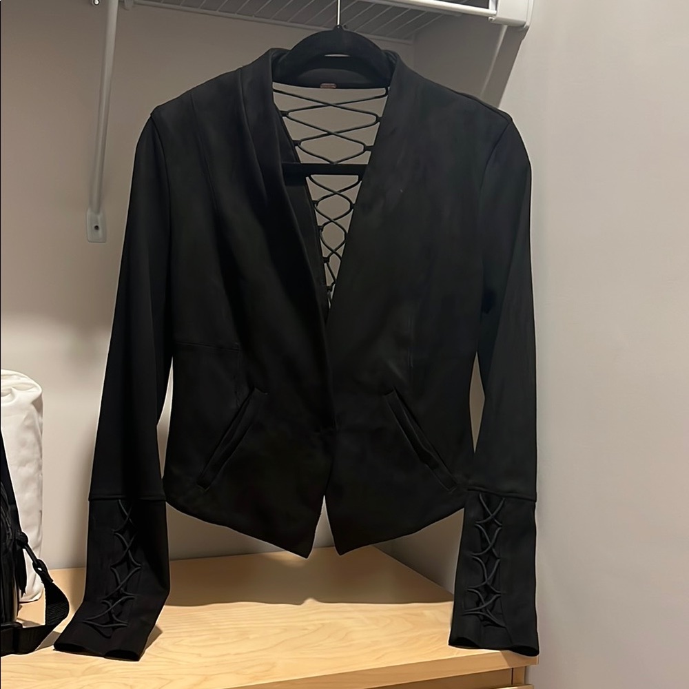 Free People Black Lace-Up Women's Jacket/ Blazer size 4